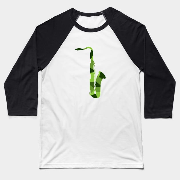 Blues Sax - Abstract green Baseball T-Shirt by ryanforkel